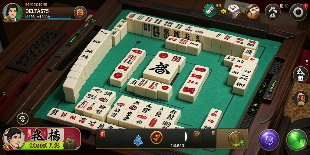 Tampilan gameplay DELTA575 dengan desain Mahjong yang menarik.