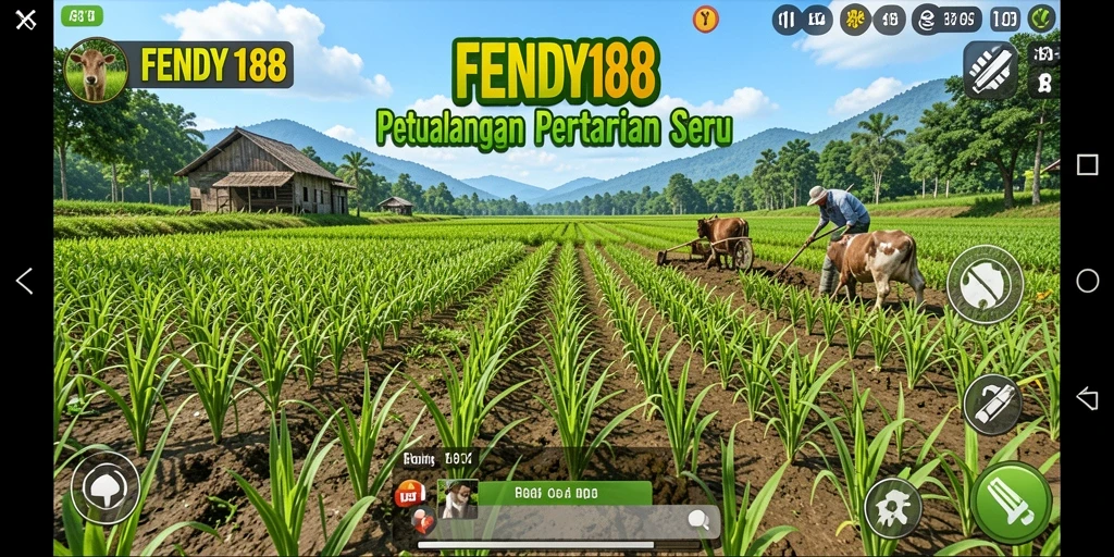 Tampilan gameplay seru FENDY188 saat bertani dan membangun ladang.
