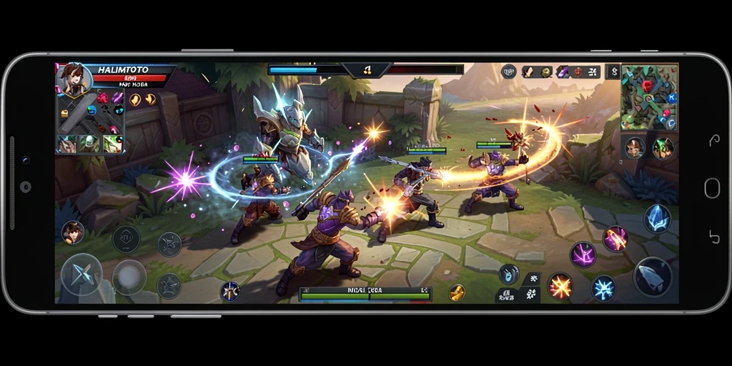 Tangkapan layar gameplay menarik dari HALIMTOTO dalam pertempuran MOBA.