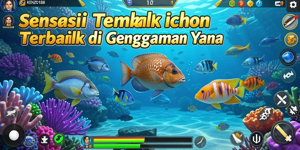 Tampilan gameplay KENZO188 yang seru saat menembak ikan.