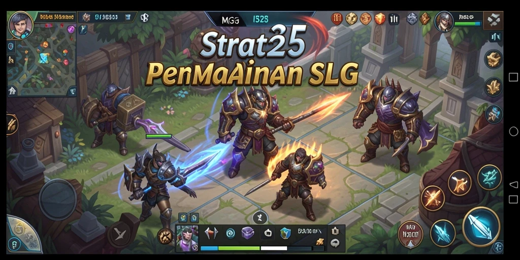 Tangkapan layar utama dari gameplay menampilkan strategi pertempuran SLG.