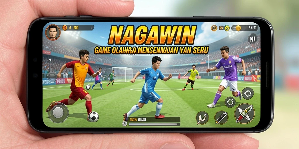 Tampilan utama gameplay NAGAWIN yang penuh aksi olahraga.