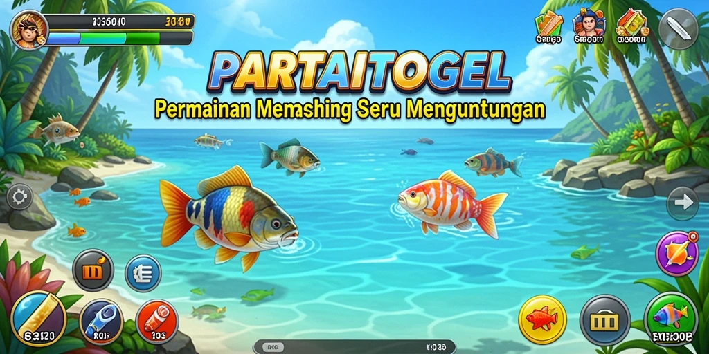 Tampilan dinamis gameplay PARTAITOGEL dengan aksi memancing yang seru.