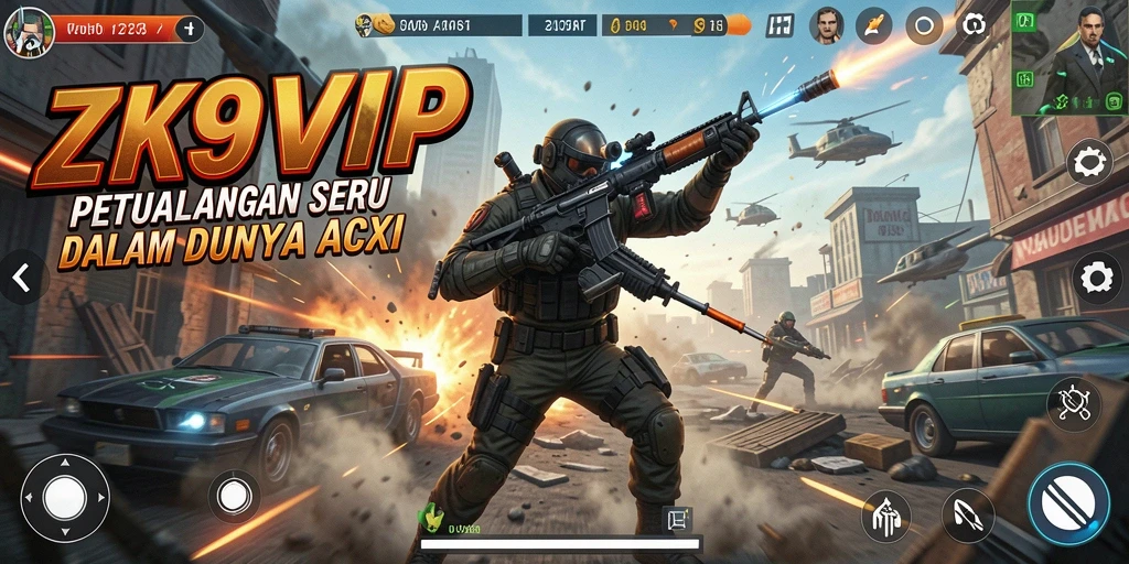 Screenshot gameplay ZK9VIP menampilkan aksi seru dalam pertempuran.